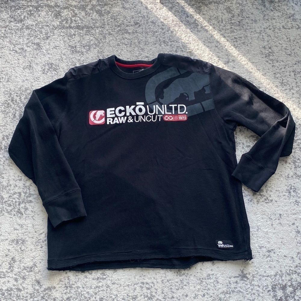 ecko unltd. raw and uncut long sleeve thermal sweatshirt size 2XL EUC black